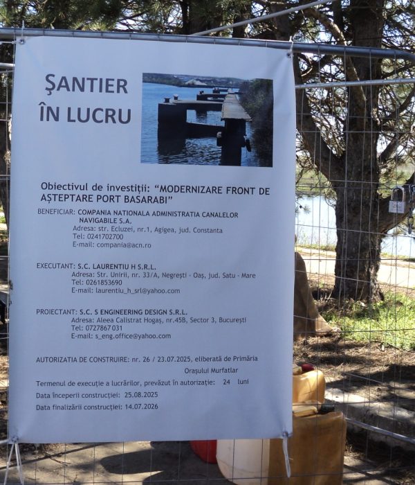 SUPERVIZAREA PROIECTĂRII ȘI EXECUȚIEI OBIECTIVULUI DE INVESTIȚII: „Modernizare front de așteptare Port Basarabi”